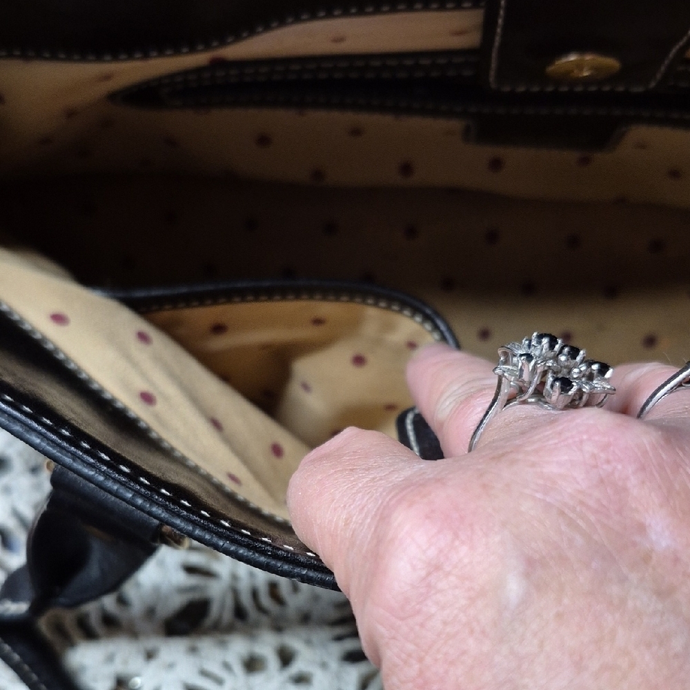 Kate Spade Black Leather Double-Handle Satchel with Contrast Stitching - Picture 6 of 10